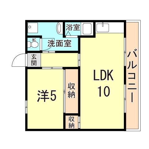 庄山マンション(1LDK/4階)の間取り写真