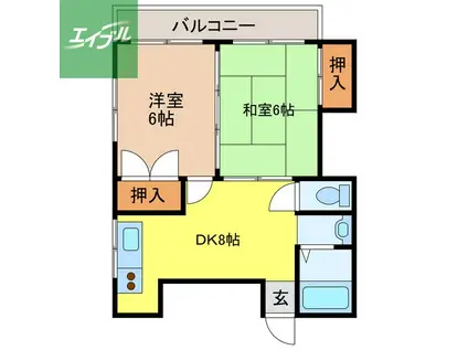 メーテル・カネガエ(2DK/4階)の間取り写真