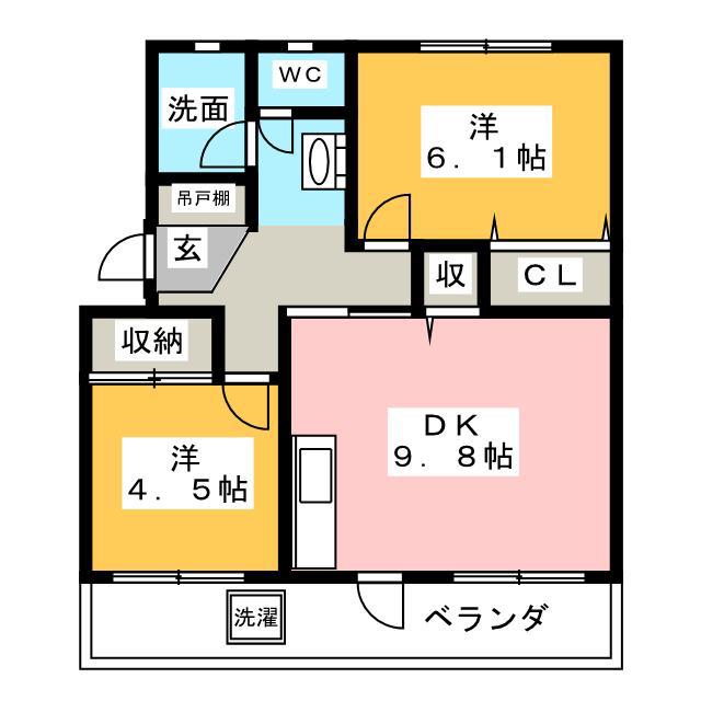 第一 三晃マンション(2DK/1階)の間取り写真