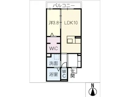 カサブランカ(1LDK/2階)の間取り写真