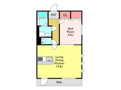 FLEX川口(1LDK/2階)の間取り写真
