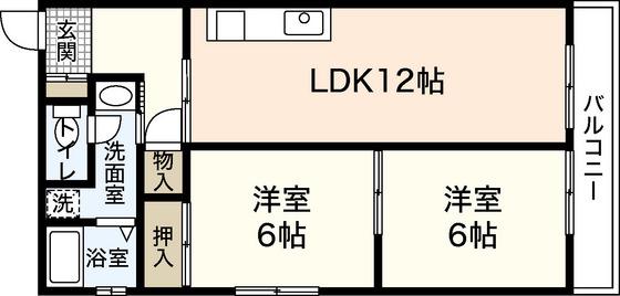 K1ハイム東雲(2LDK/4階)の間取り写真
