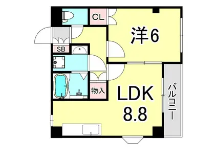 ソレイユ段上(1LDK/1階)の間取り写真