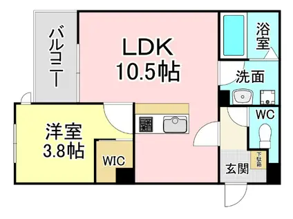 CRECIA片野II(1LDK/1階)の間取り写真