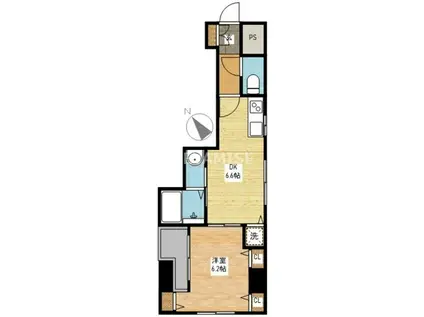 クオーレ賑町(1DK/9階)の間取り写真