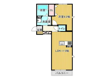 パークヴィラ下南部I棟(1LDK/1階)の間取り写真