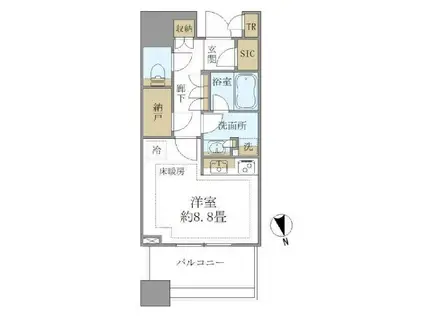 白金ザ・スカイ イースト(ワンルーム/7階)の間取り写真