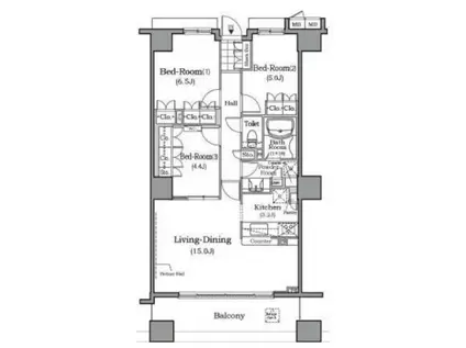 ザ・レジデンス本牧 横浜ベイサイド(3LDK/9階)の間取り写真