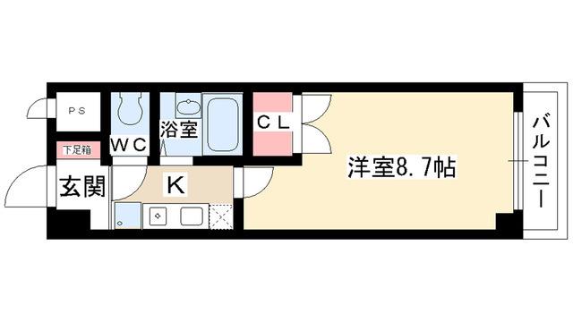 サンセイハイツ社台(1K/3階)の間取り写真