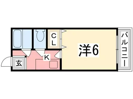 キューブM&M(1K/2階)の間取り写真