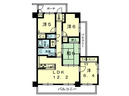 サーパスシティ白川弐番館 212号(4LDK/2階)の間取り写真