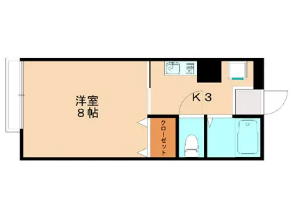 グランデ若園Ⅰ(1K/1階)の間取り写真