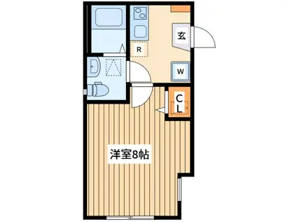 ベルヴィ鶴間(1K/1階)の間取り写真