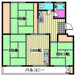 大宮指扇4号棟(3DK/2階)の間取り写真