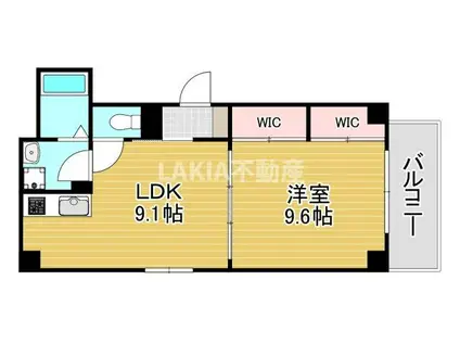 京橋オリエンタルキューブ(1LDK/2階)の間取り写真