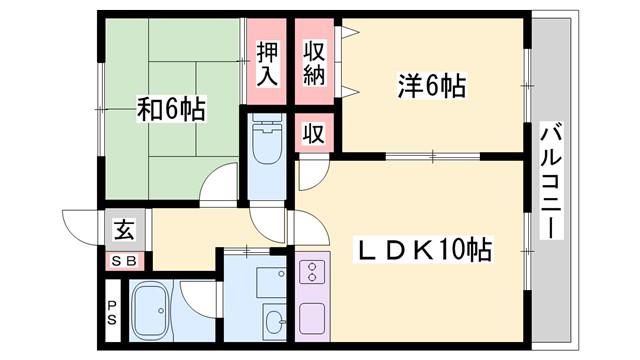 エスポワール滝野(2LDK/2階)の間取り写真