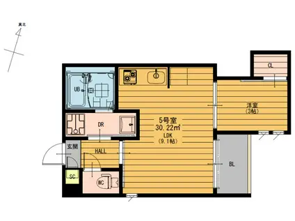 REGALEST二本木(1LDK/2階)の間取り写真