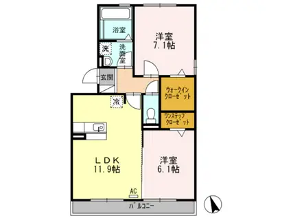 ウィルモアM2(2LDK/3階)の間取り写真