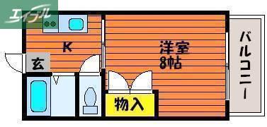 レクサス芳泉I(1K/2階)の間取り写真