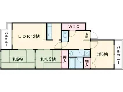 パルピアマンション(3LDK/1階)の間取り写真