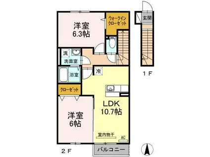 ルミエール A(2LDK/2階)の間取り写真
