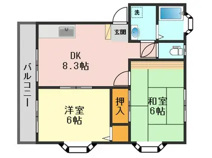 ガーデンハウス山勝(2DK/2階)の間取り写真