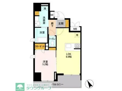 プラナス南八幡(1LDK/2階)の間取り写真