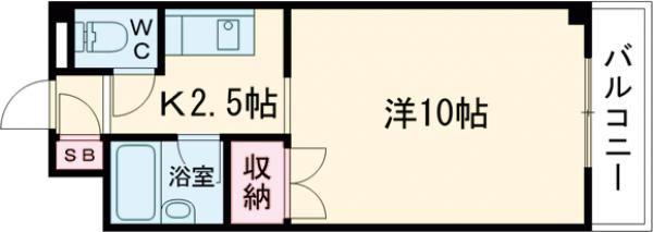 ハマダ矢野ビル(1K/3階)の間取り写真