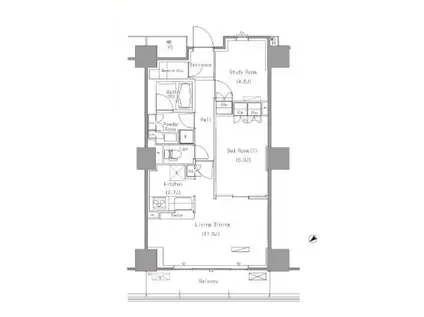 PARK AXIS 豊洲(1SLDK/20階)の間取り写真