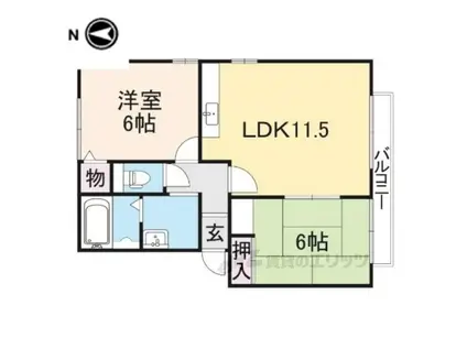 パークハイムB(2LDK/2階)の間取り写真