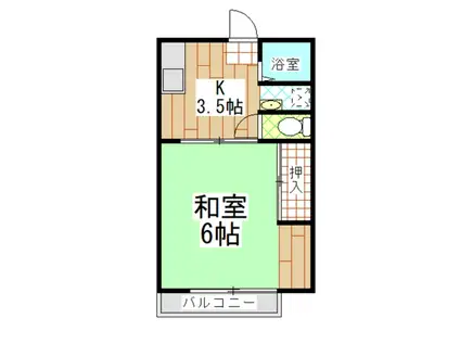 パナハイツイズミ(1K/1階)の間取り写真