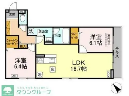 セレミュウ(2LDK/1階)の間取り写真