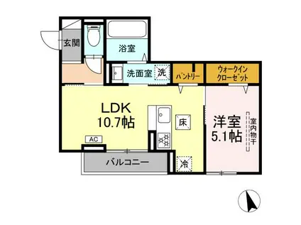 D PAINA 小机町II(1LDK/1階)の間取り写真