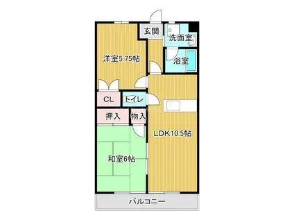 ピュア葵(2LDK/2階)の間取り写真