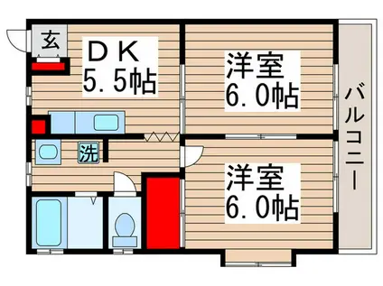 コーポカワイ(2DK/2階)の間取り写真