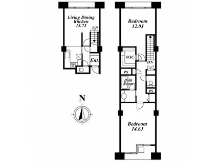 品川プリンスレジデンス(2LDK/13階)の間取り写真
