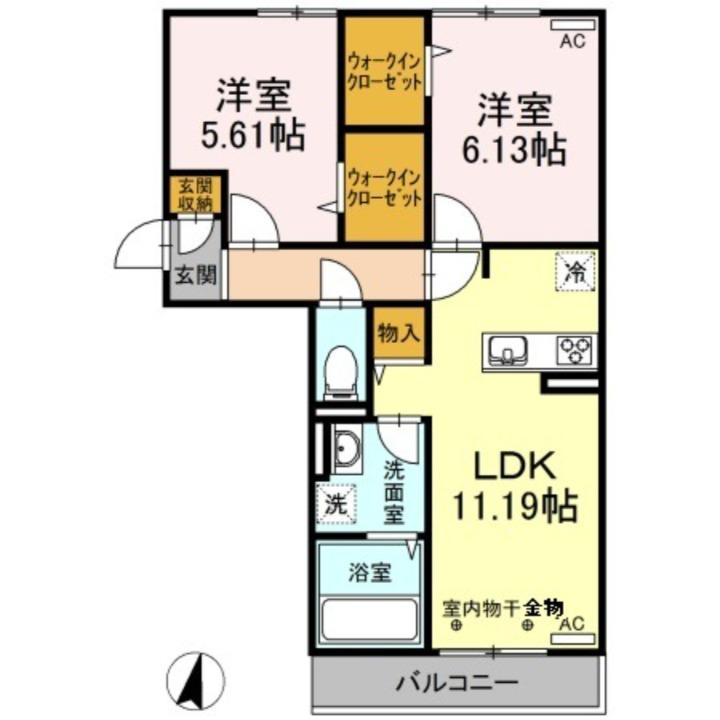 FOREST HILLS B棟(2LDK/3階)の間取り写真