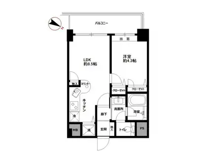 朝日サテライト目黒台(1LDK/9階)の間取り写真