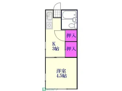 シルバーハイツ(1DK/2階)の間取り写真