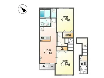 ココットII(2LDK/2階)の間取り写真