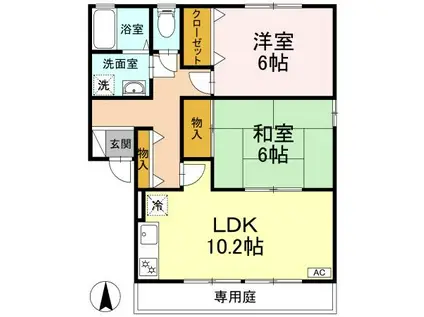 ラポール宮内A(2LDK/1階)の間取り写真