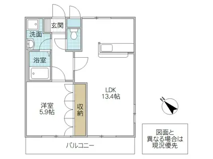 RUINS・HILL(1LDK/1階)の間取り写真