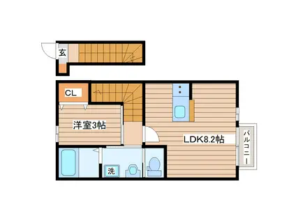 コンフォール南仙台(1LDK/2階)の間取り写真