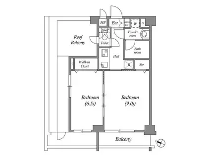 ルクレ代田橋(2K/7階)の間取り写真