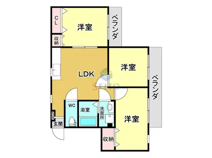 ヴェールアッシュI(3LDK/3階)の間取り写真