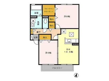 パークフラッツB(2LDK/1階)の間取り写真