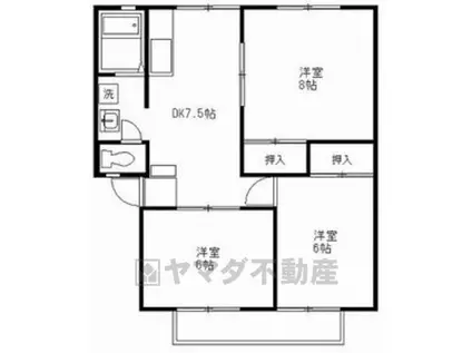 サンハイツ桜(3DK/2階)の間取り写真