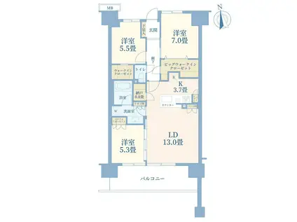 ヴェレーナシティ パレ・ド・プラージュ(3LDK/9階)の間取り写真