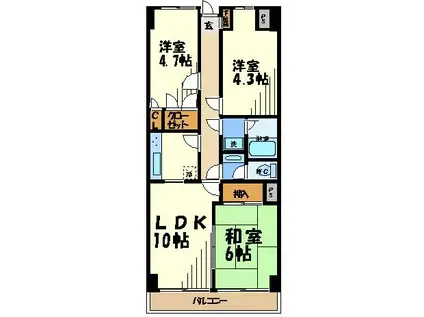 グランドール武戸野(3LDK/7階)の間取り写真