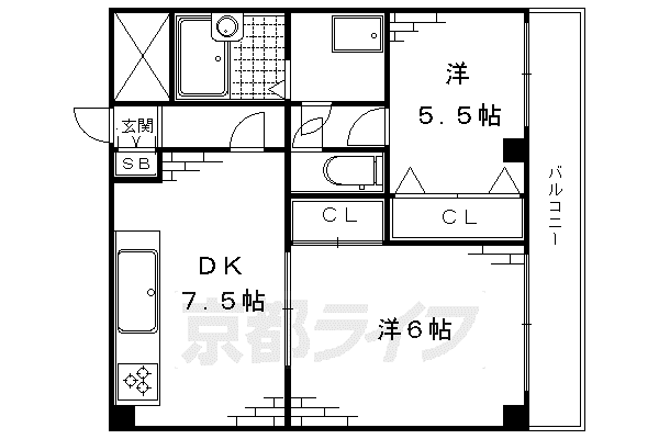 EIKOハイツ(2DK/1階)の間取り写真